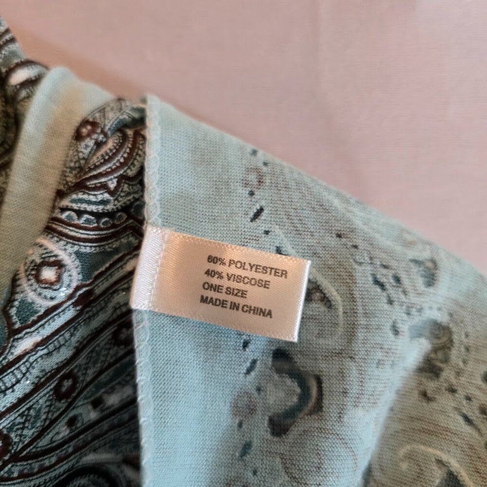 KIMONO SHEER ONE SIZE PAISLEY PRINT TEAL BROWN BURNOUT PATTER FRINGE - Picture 3 of 11